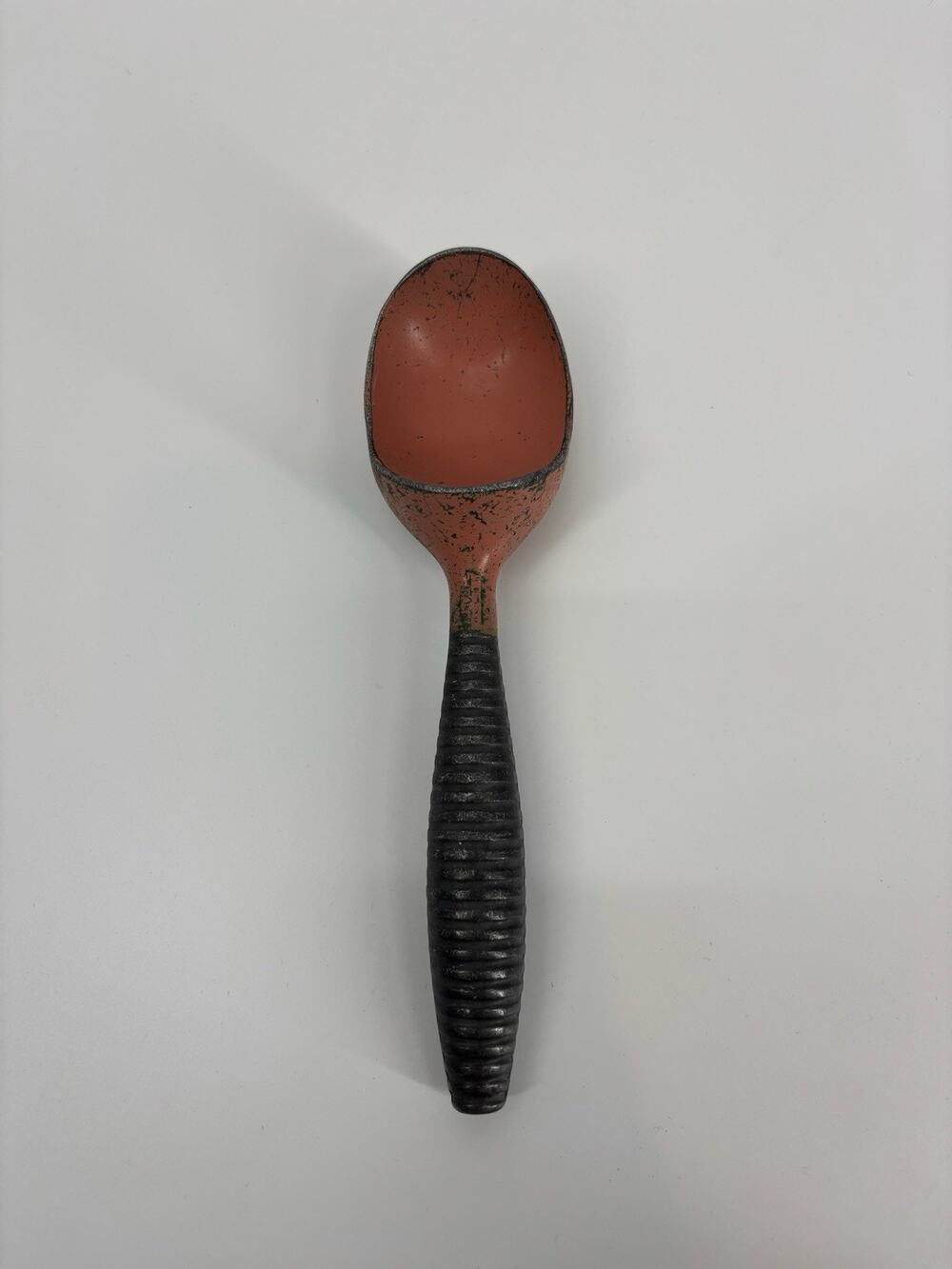 Vintage Ice Cream Scoop Aluminum Metal Ribbed Handle 7" Well Made Patina